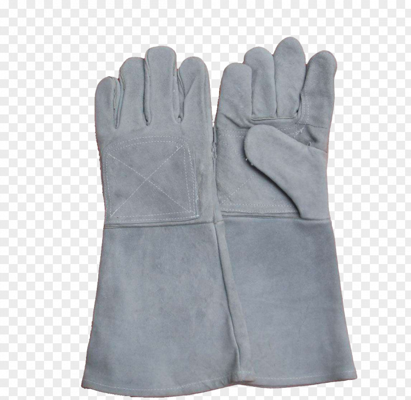 Gray Welder Gloves Fireproof Hand Glove Safety PNG