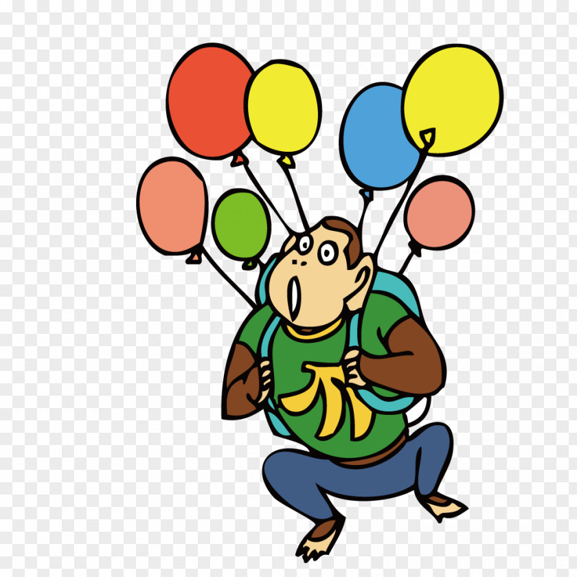 Carrying A Balloon Monkey Clip Art PNG