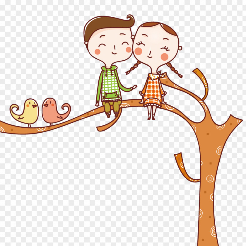 Couple Tree Branch Child Cartoon Significant Other PNG