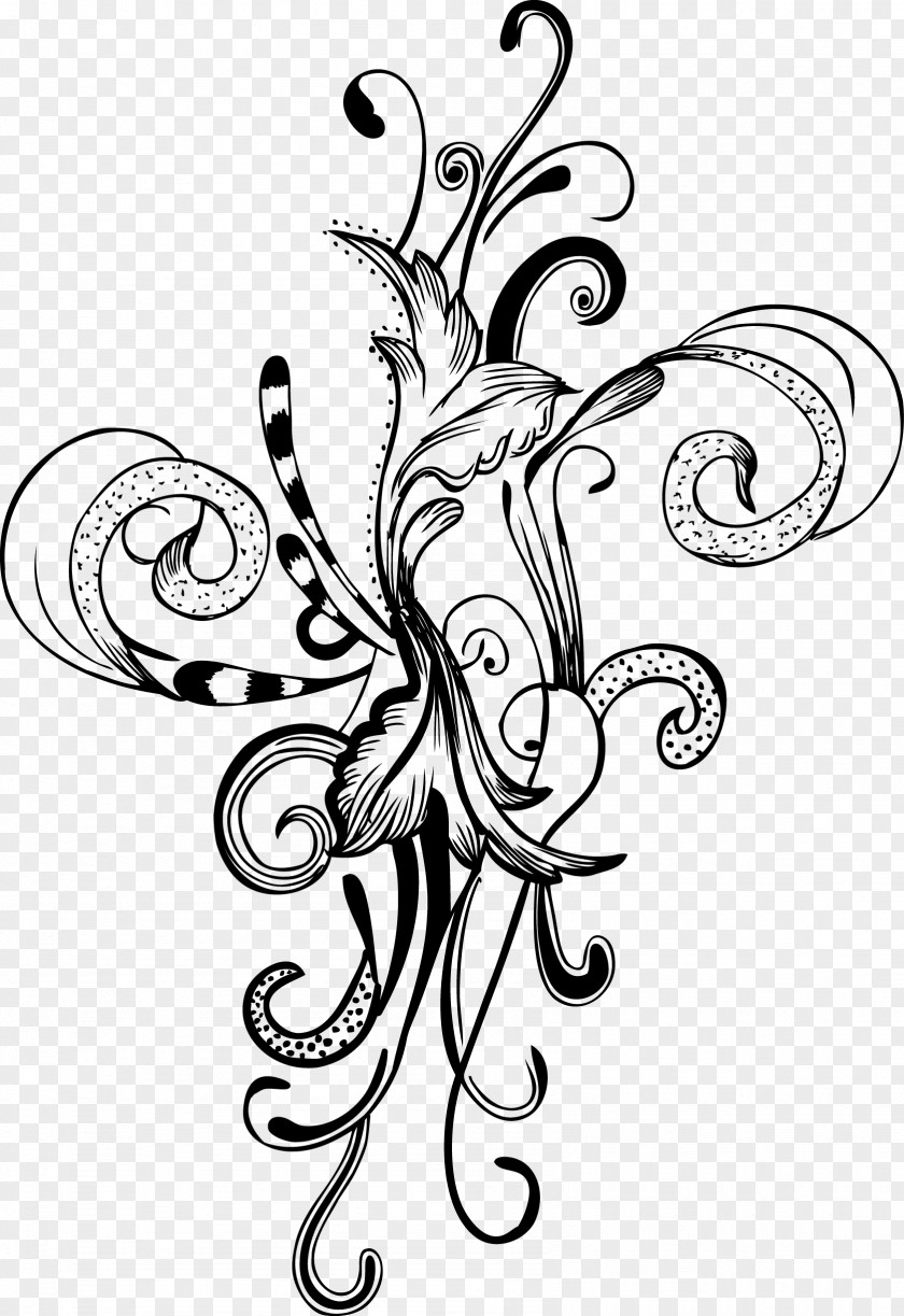 Swirls Flower Brush Drawing PNG