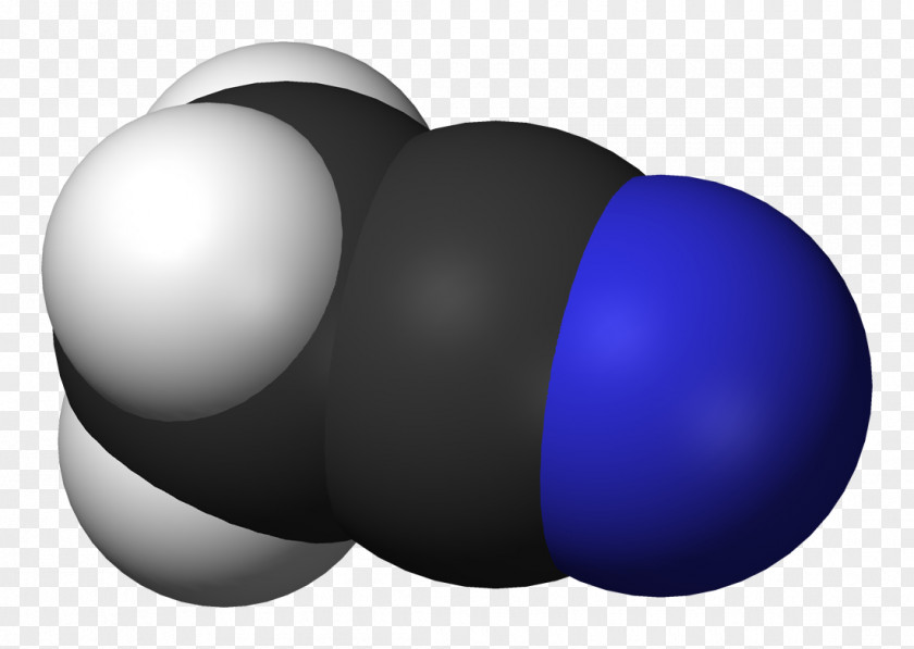 Tridimensional Acetonitrile Molecule Chemistry Solvent In Chemical Reactions PNG