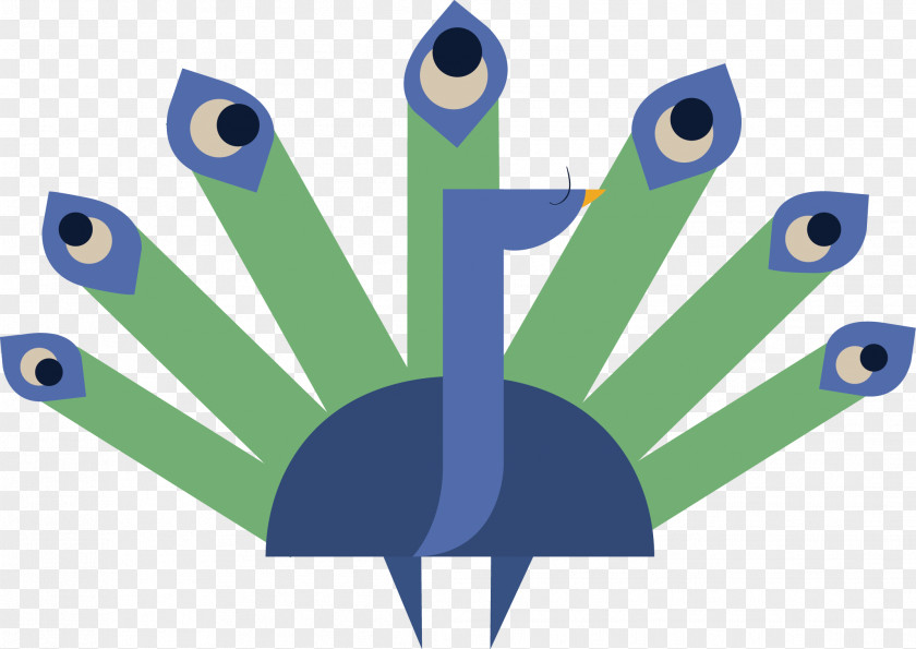 Cartoon Geometric Style Peacock Clip Art PNG