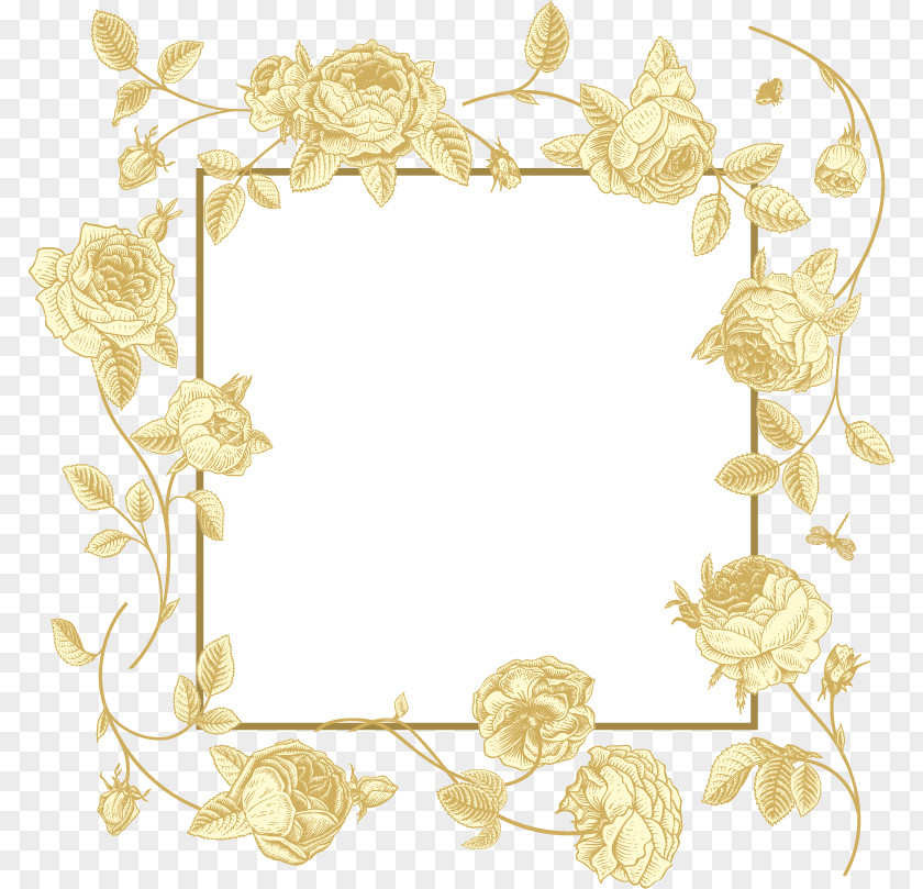 Cartoon Painted Roses Border Beach Rose Picture Frame PNG