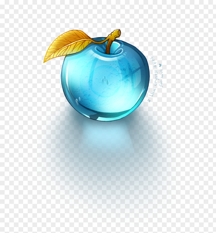 Crystal Glass Apple Paperweight Blue PNG