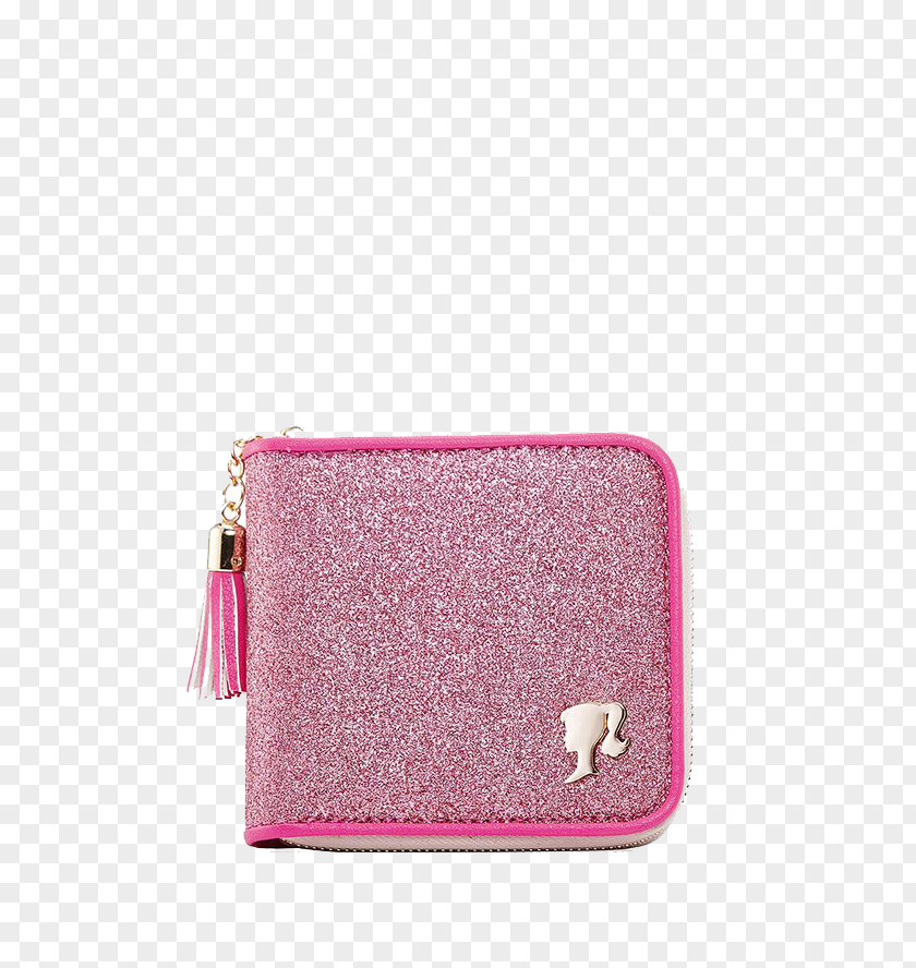 Barbie Purse Shiny Peach Wallet Zipper Coin Bag PNG