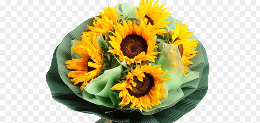 Green Packaging Sunflower Bouquet Common Nosegay Meituan.com PNG