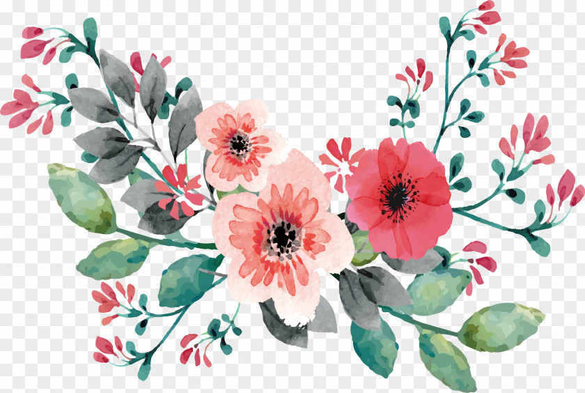 Pink Watercolor Bouquet Wedding Invitation Flower Painting Clip Art PNG