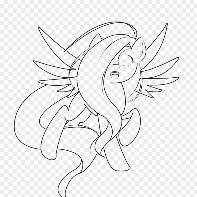 Shine Line Art Fluttershy Drawing White PNG