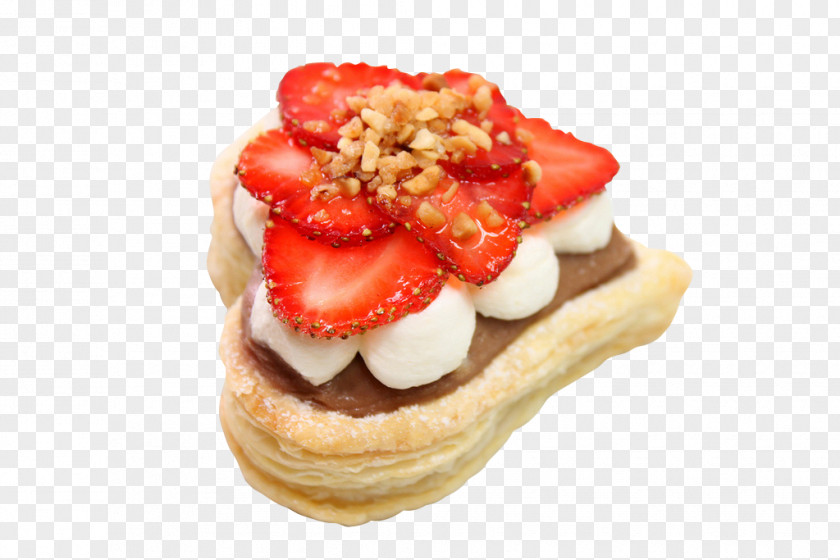 Strawberry Pastry Mille-feuille Belgian Waffle Cuisine Fruitcake PNG