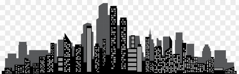 Cityscape Silhouette Clip Art Brand Skyscraper Skyline Black And White PNG
