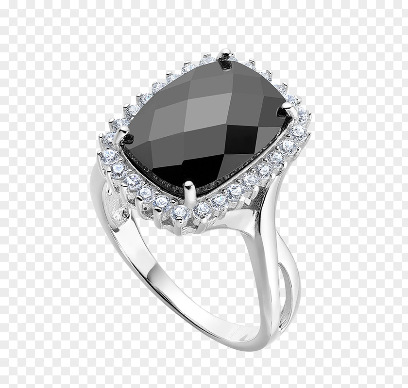 Ring Sapphire Crystal Silver PNG