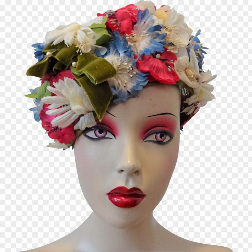 1960s Flower Hat Headpiece PNG