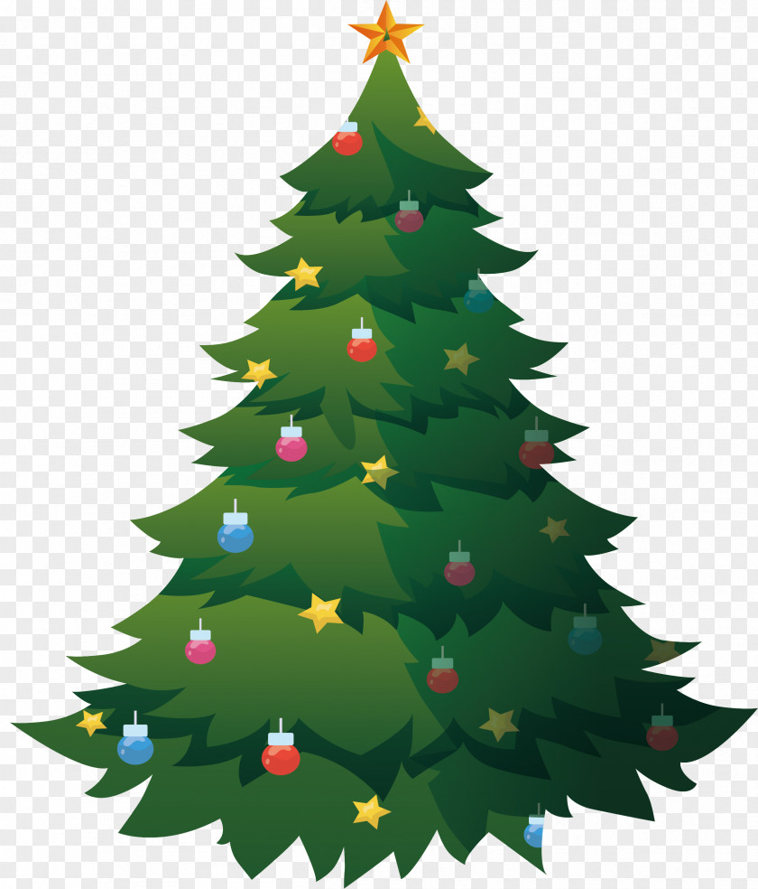 Christmas Tree Decorated With Colorful Lights PNG
