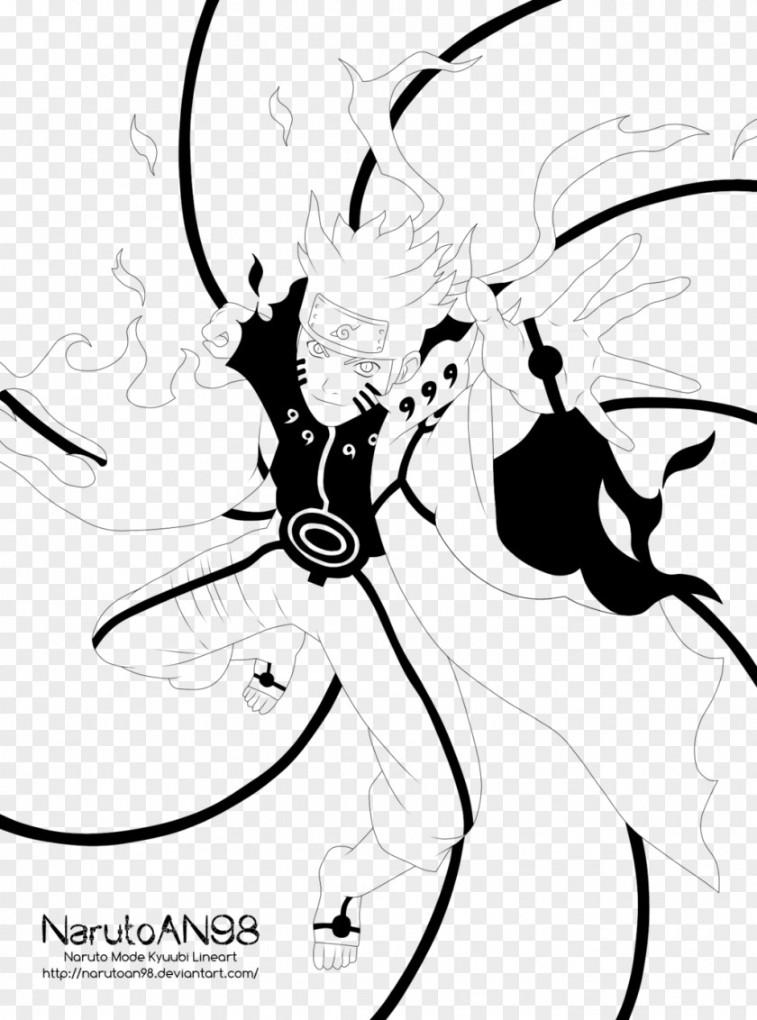 Naruto Black And White Uzumaki Line Art Drawing Kurama PNG