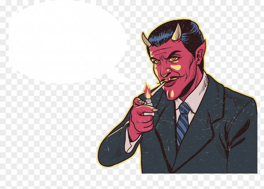 Demon Smoking Lucifer Devil Illustration PNG