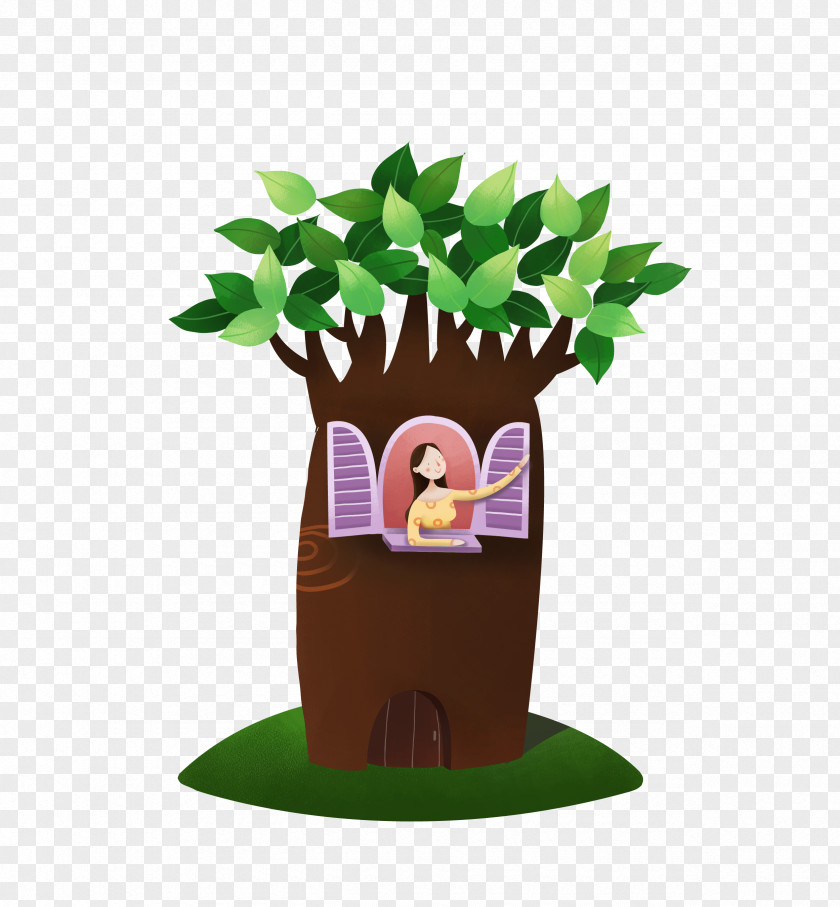 Plant House Cartoon Illustration PNG