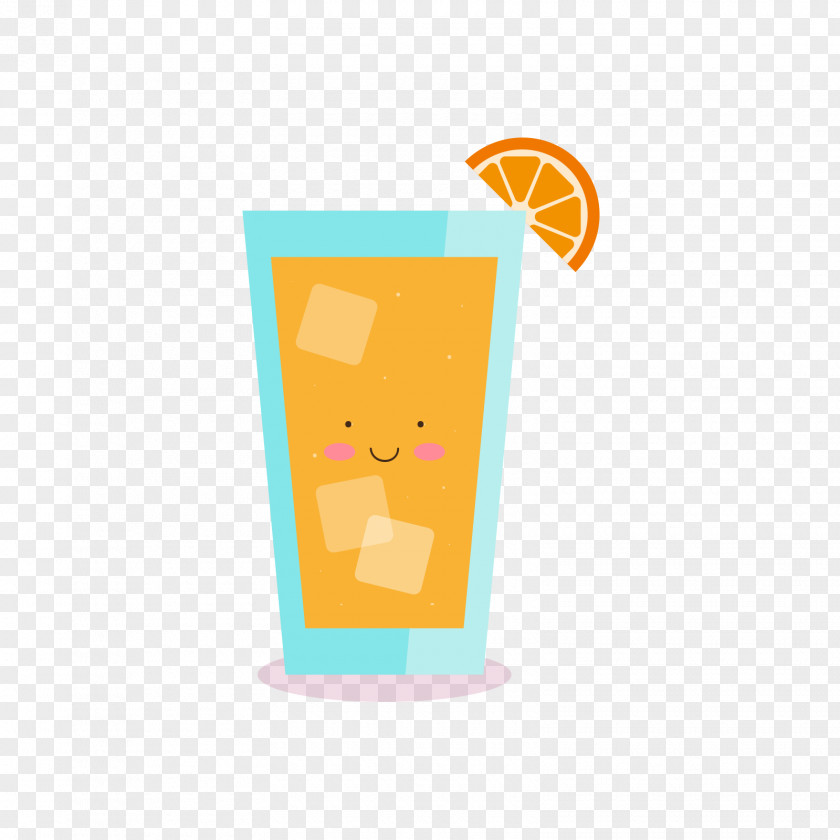 Yellow Orange Juice In The Blue Cup Cartoon Drink PNG