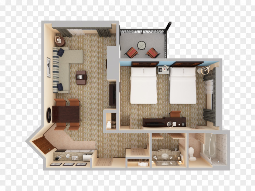 Balcony 3D Floor Plan House PNG