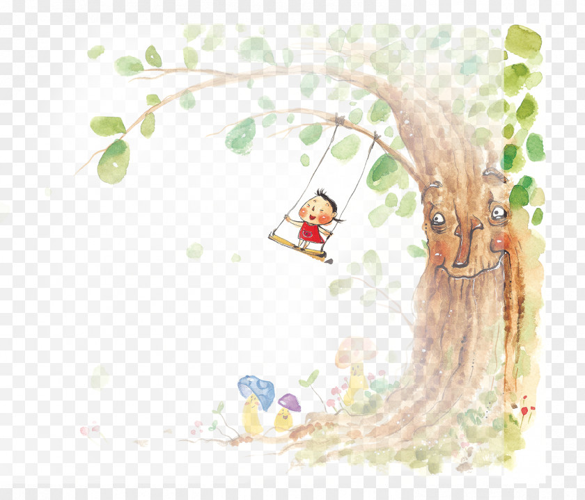 Cute Cartoon Kids Swing Child Wall Decal Cuteness Illustration PNG