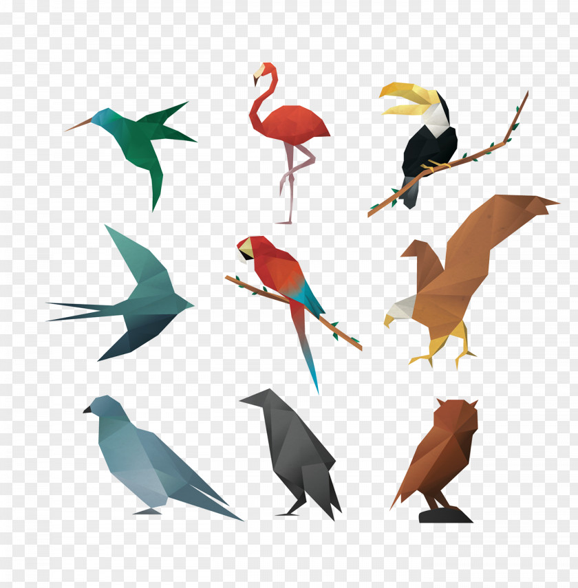 Paper Birds Bird Geometry Polygon Triangle PNG