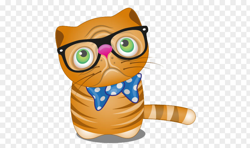 Bespectacled Cat Kitten Dog Cartoon PNG