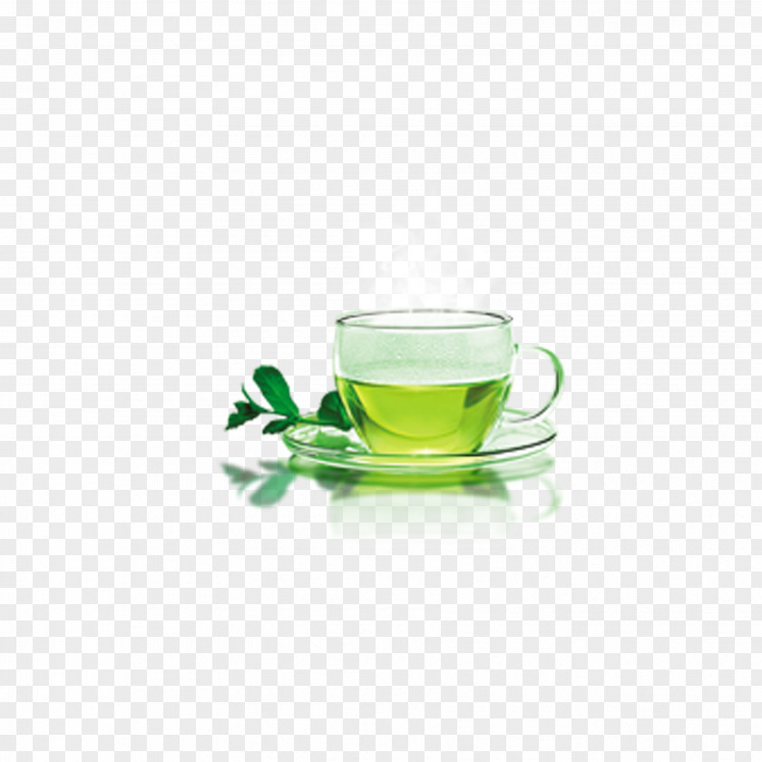 Green Tea Small Fresh Decorative Pattern Coffee Cup PNG