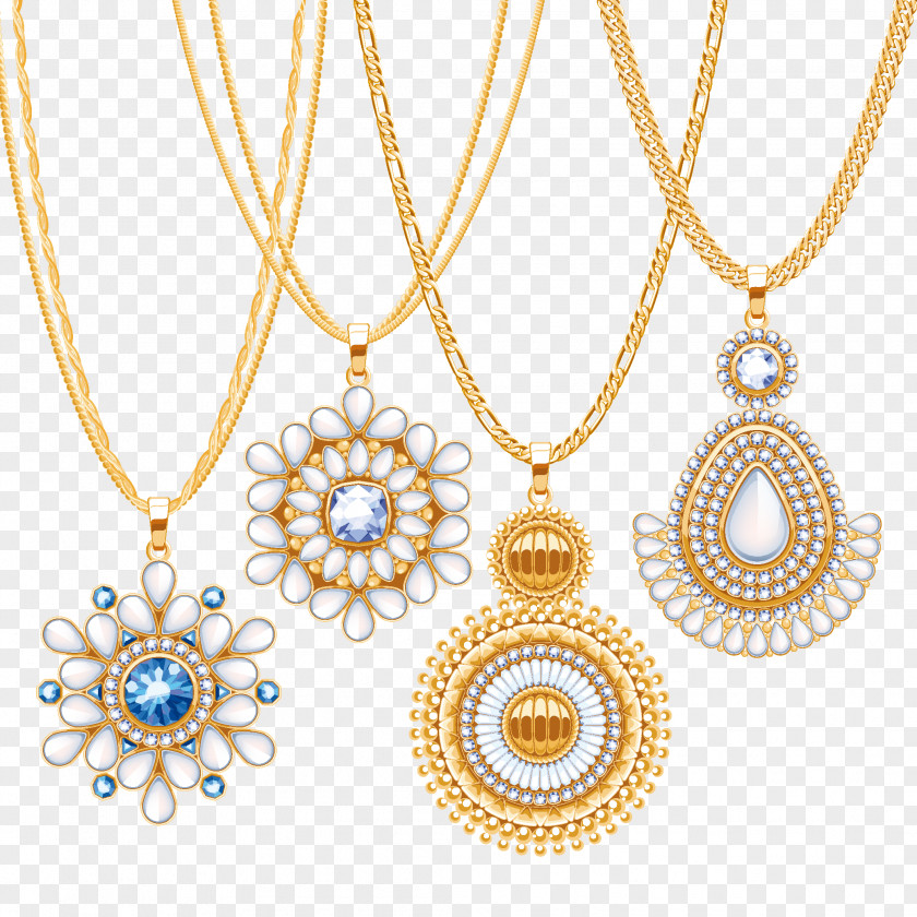 Luxury Diamond Gold Necklace Euclidean Vector Jewellery PNG