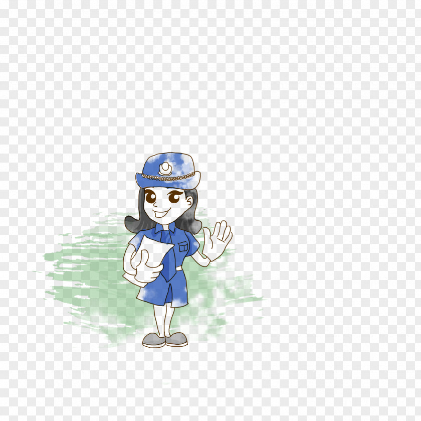 Cute Female Traffic Police Hand Drawing Cartoon Illustration PNG