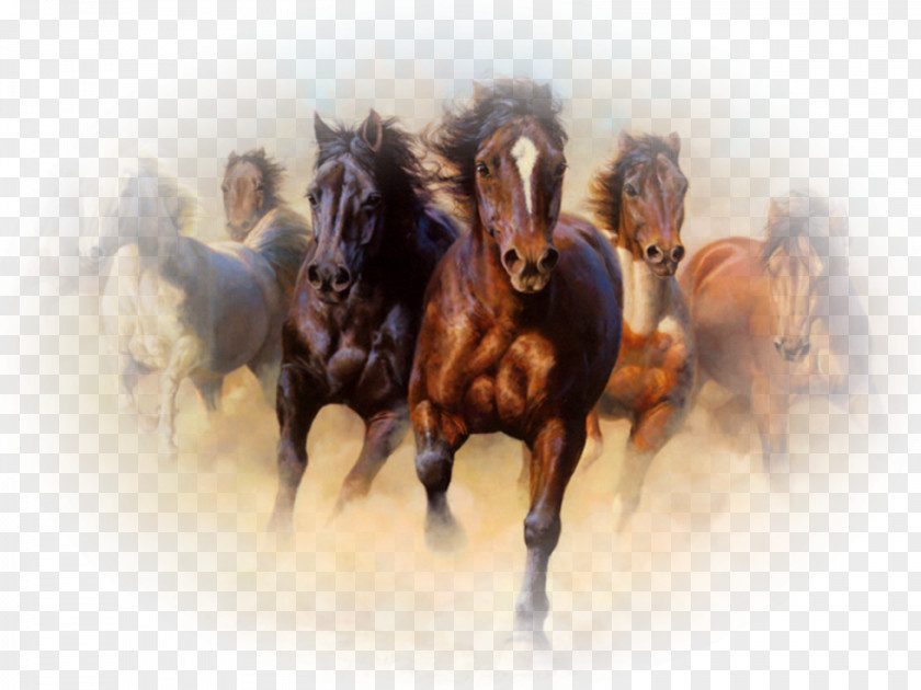 Horse Oil Painting Canvas Print PNG