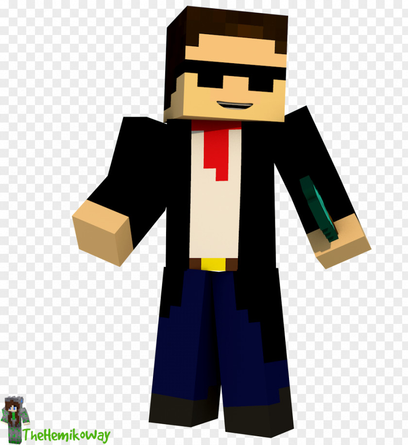 Secret Agent Minecraft Character Cartoon PNG