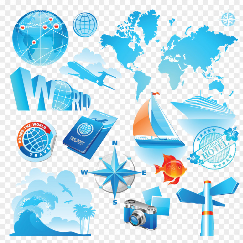 Technology Elements World Map Vector PNG