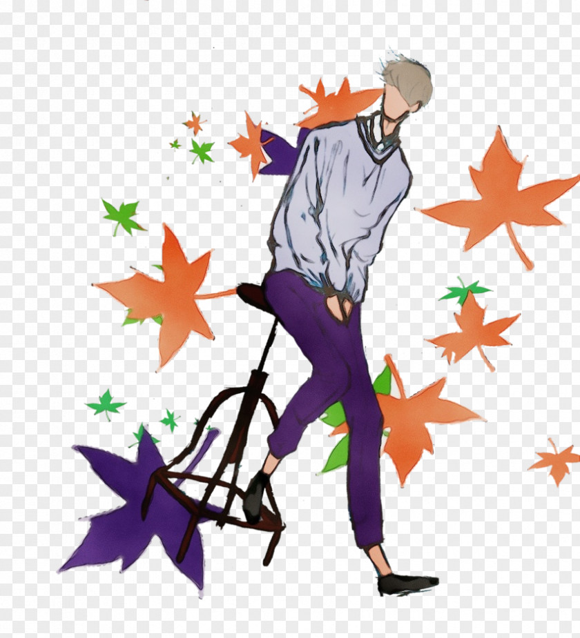 Cartoon Human Watercolor Tree PNG