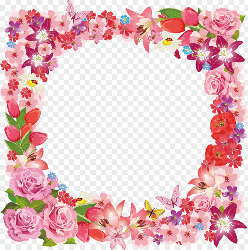 Flower Circle Frame Floral PNG