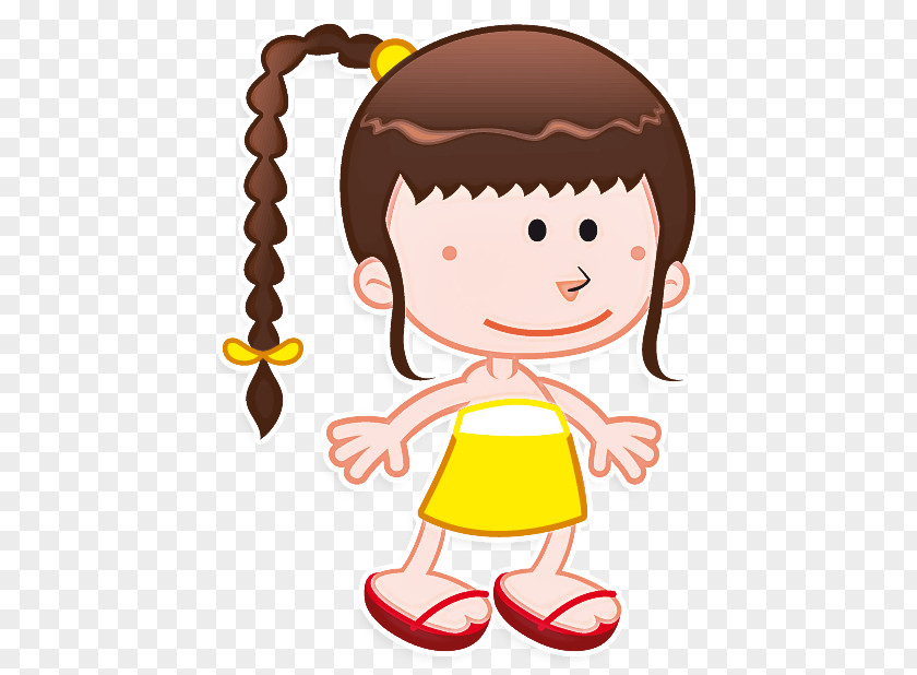 Smile Brown Hair Cartoon Clip Art Cheek Yellow Child PNG