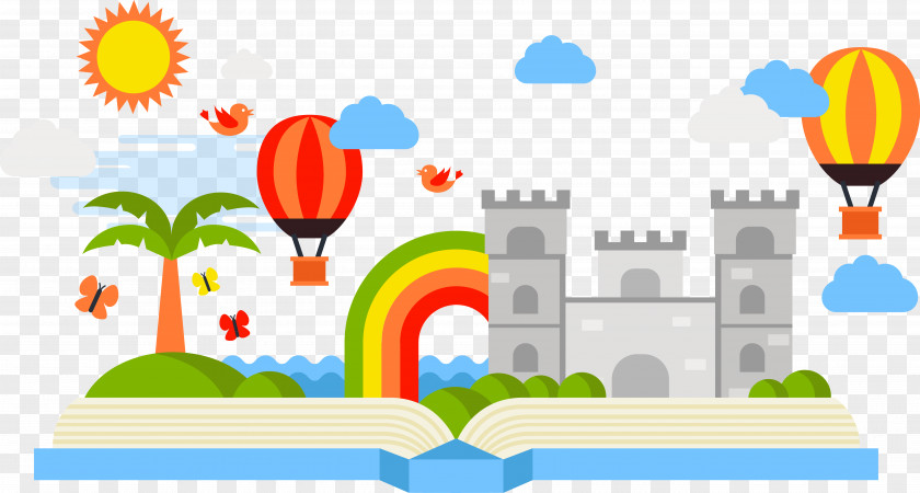 The World In Books Book Storytelling Fairy Tale Illustration PNG