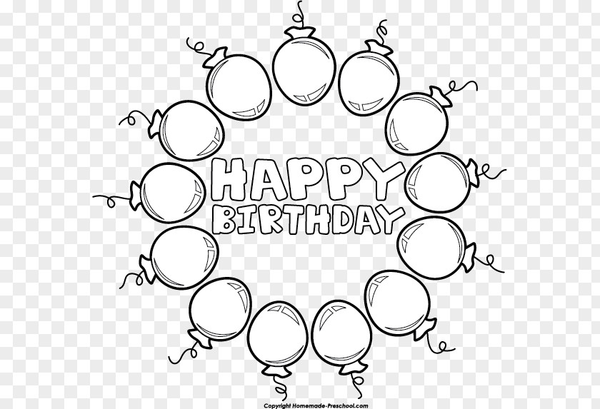 Happy-birthday Template Line Art Balloon Clip PNG