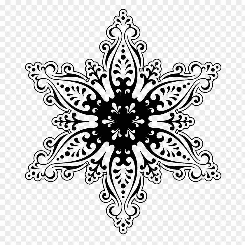 Blackandwhite Coloring Book Snowflake Cartoon PNG