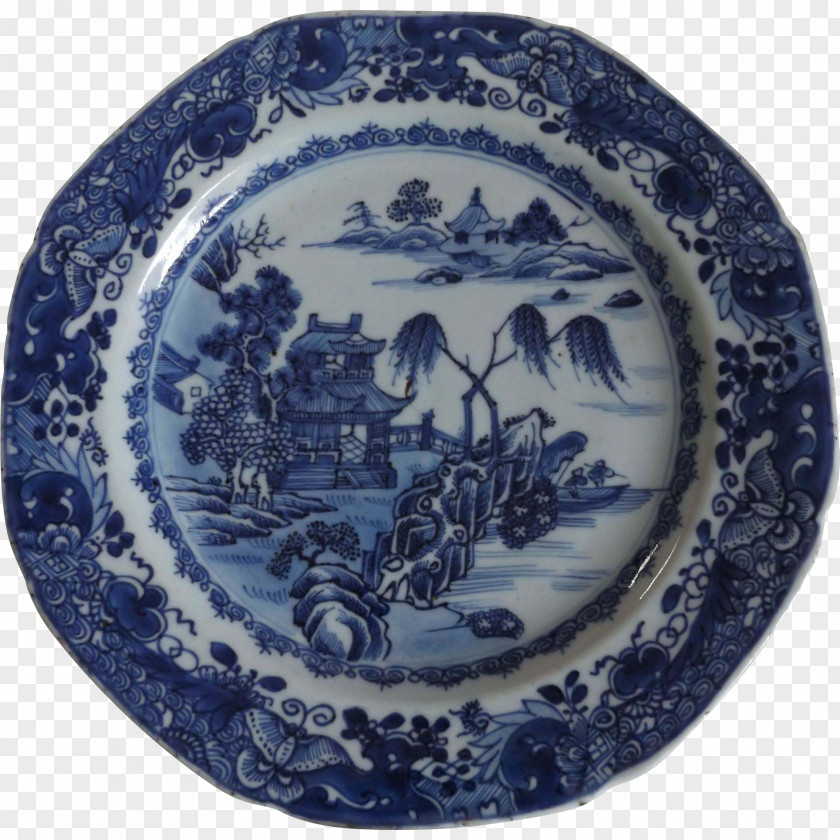 Plate Chinese Export Porcelain 18th Century Blue And White Pottery Ceramics PNG