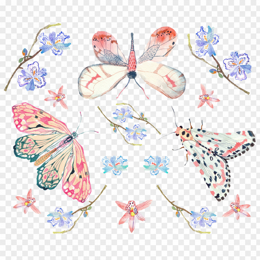 Painted Butterfly Pattern Background Motif PNG