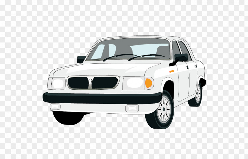 Painted White Cartoon Car GAZ Volga GAZ-24 GAZ-31029 PNG