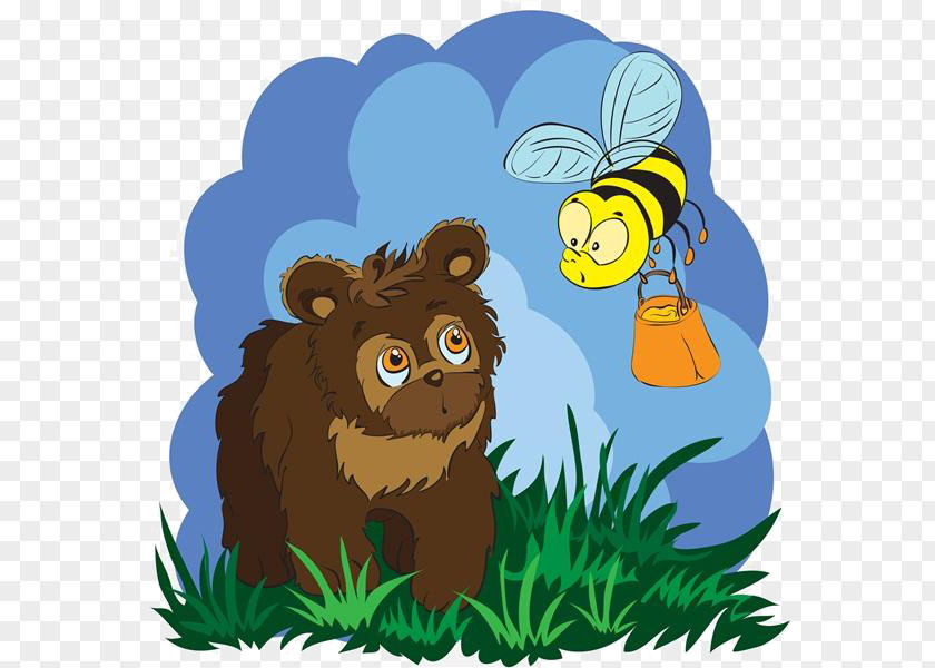 Cartoon Bees Bear Material Bee Illustration PNG