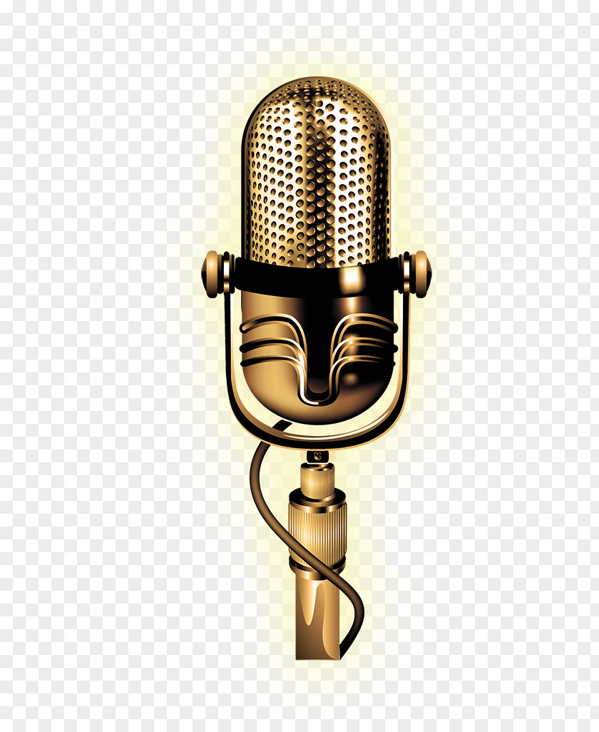 Vector Golden Microphone PNG