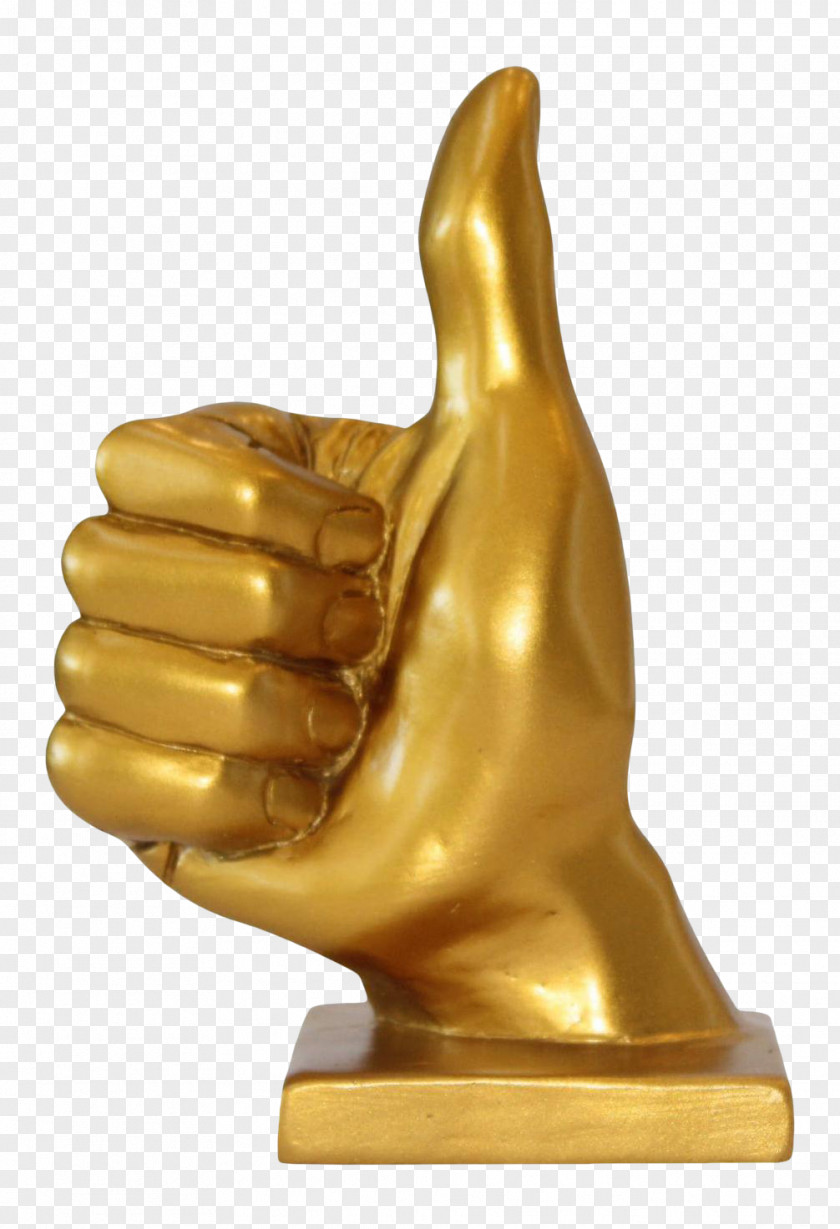 Gold Thumb Signal Bronze Sculpture Statue PNG