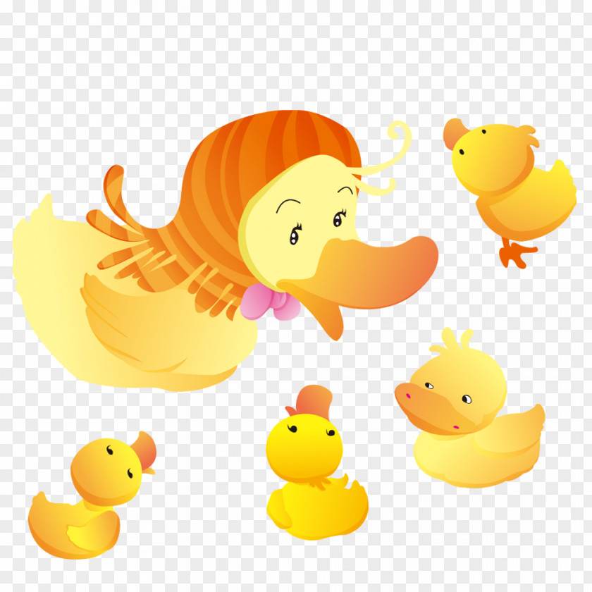 Mom Duck Illustration Mother Cartoon Image PNG