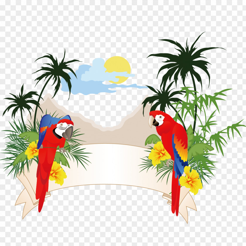 Sunrise Landscape True Parrot Bird Illustration PNG
