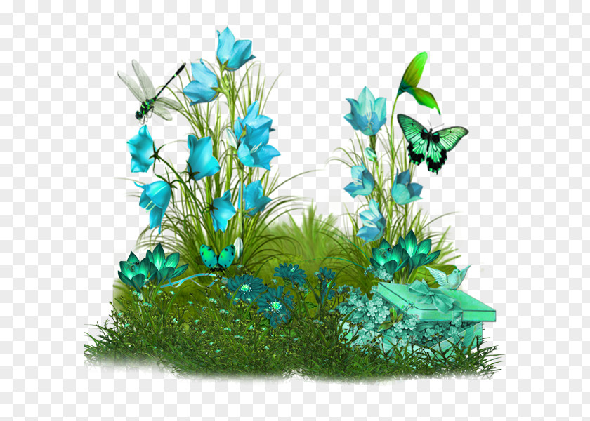 Butterfly On The Grass With Flowers Photography Clip Art PNG