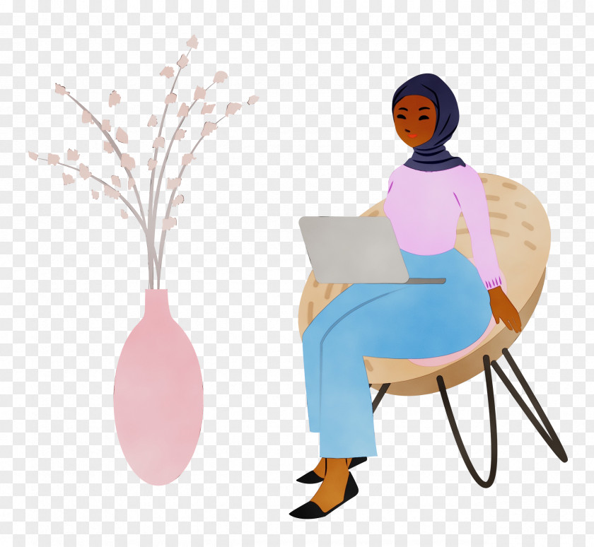 Cartoon Sitting Chair Behavior Human PNG