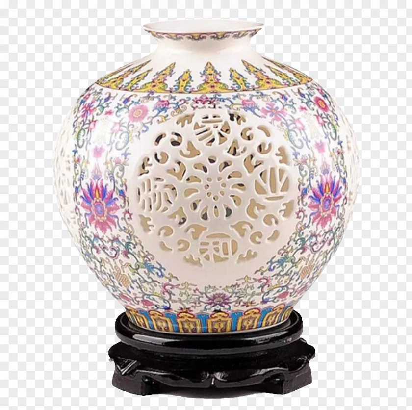 Pomegranate Hollow Vase Jingdezhen Ceramic Porcelain Decorative Arts PNG