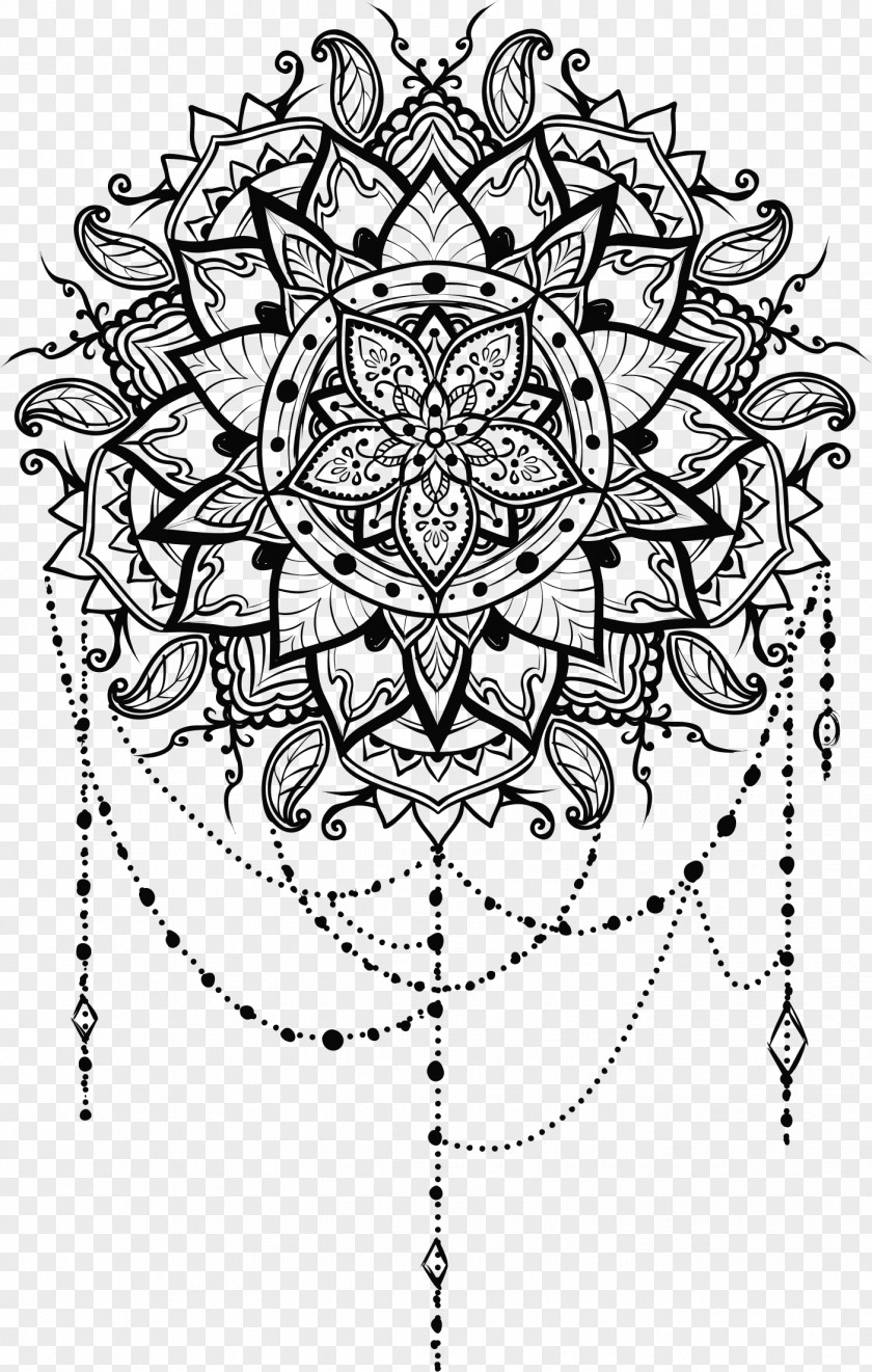 Ramadhan Flower Mandala Drawing Line Art Coloring Book Illustration PNG