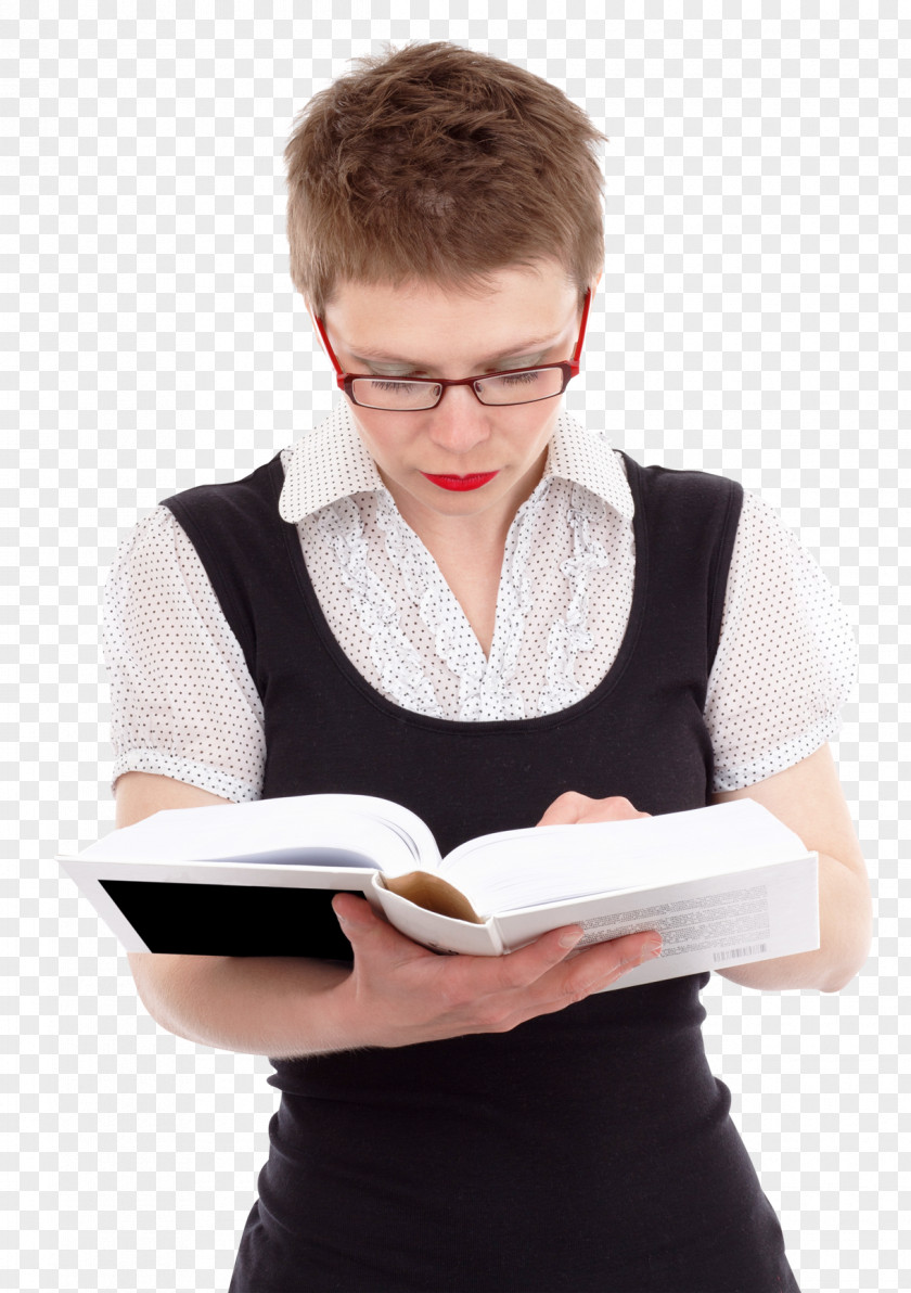 Young Woman Reading Book Transparent PNG